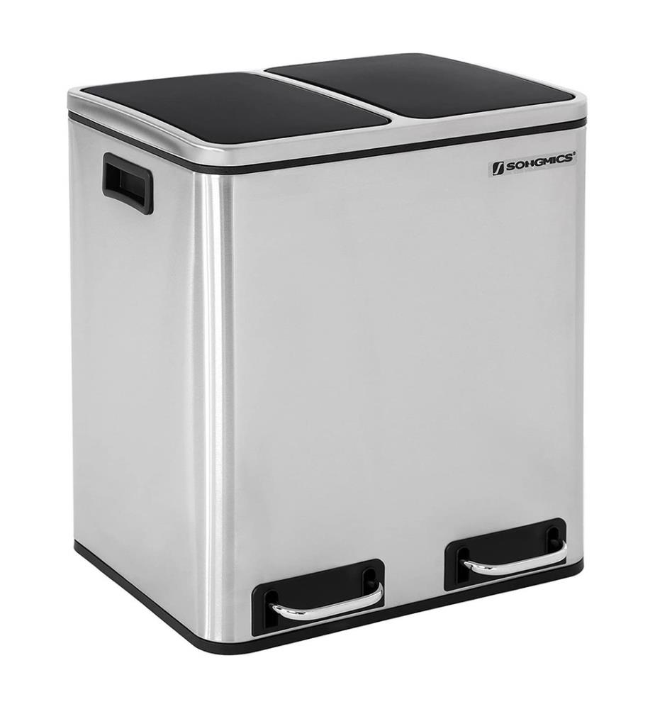 SONGMICS Mülleimer für die Küche, 30 L, Abfalleimer aus Metall