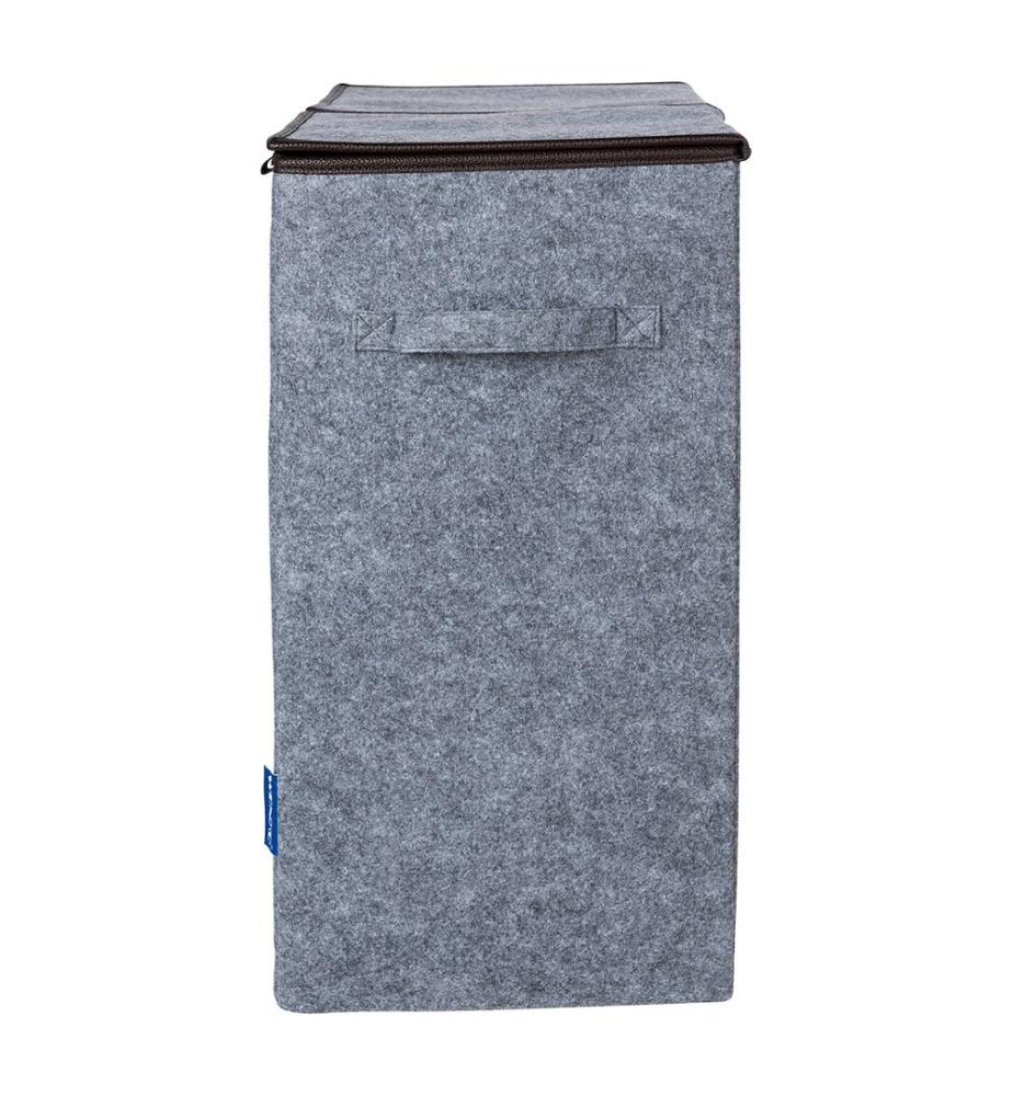 Waschesammler Filz Duo Grau Braun Waschekorb 2 Kammern 82 L
