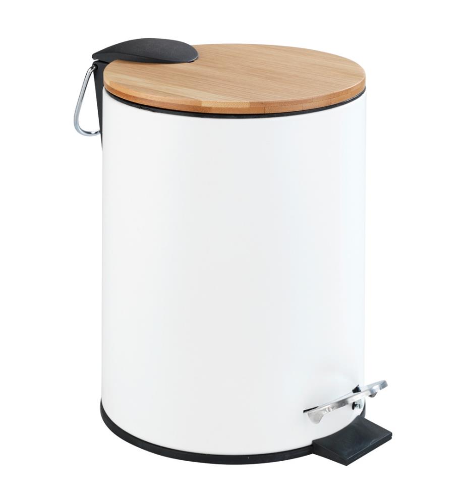 Kosmetik Treteimer Tortona Easy Close Weiss Matt 3 Liter Bambus