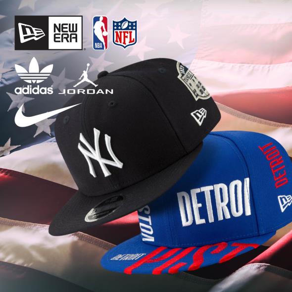 New Era, Adidas, Jordan, Nike 