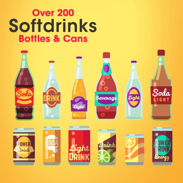 Over 200 Softdrinks in Bottles & Cans