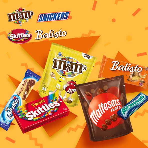 M&M's, Snickers, Skittles, Balisto & more